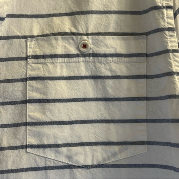 Denim & Flower Men's Shirt L White Blue Stripes Slim Fit Button Down - Picture 7 of 13